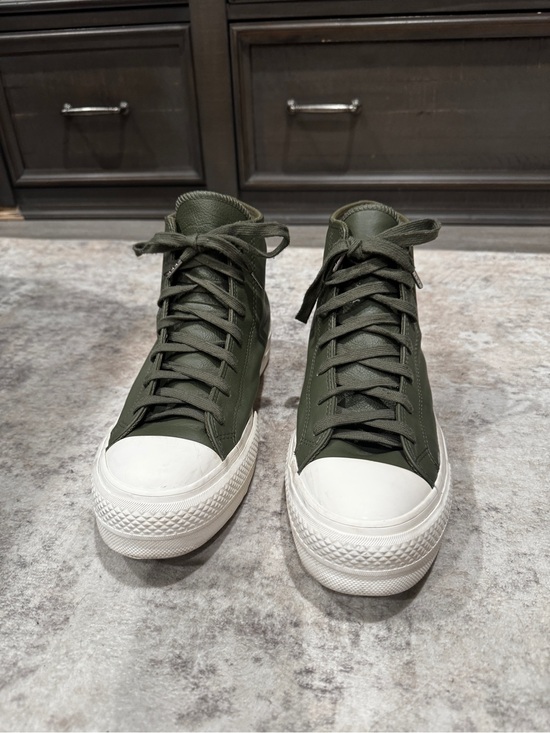 Converse Shoes - Converse High Top Platform Sneakers in Olive Green and White